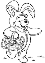 coloriage winnie se deguise en lapin pour distribuer les oeufs de paqu